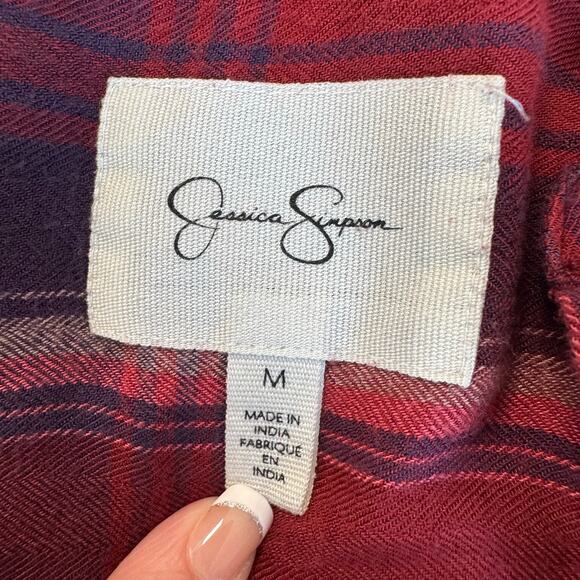 Jessica Simpson Red Plaid Button-Up Shirt - Size M - Picture 6 of 7